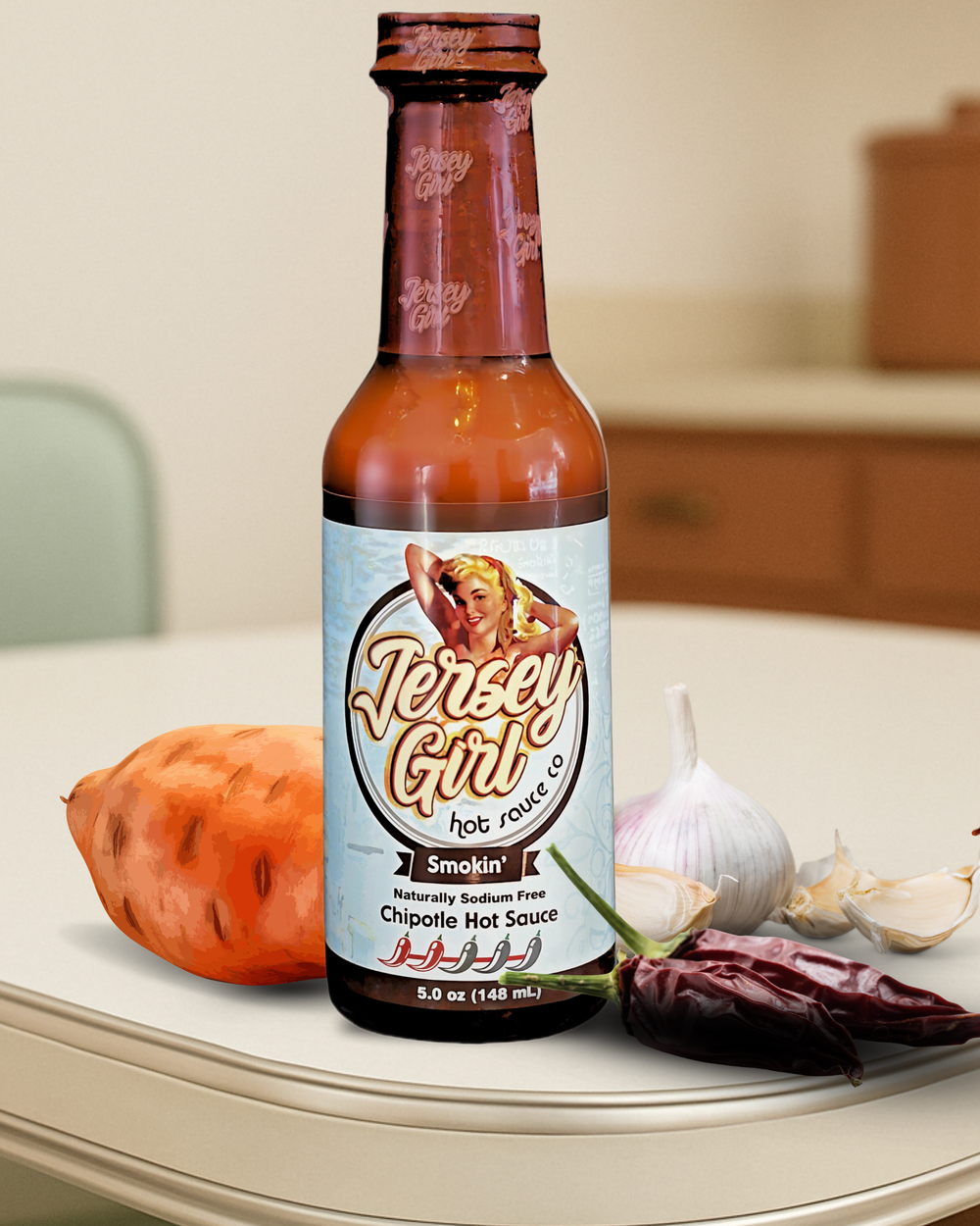 Jersey Girl Smokin Chipotle Hot Sauce (naturally Sodium Free Clean Ingredients)