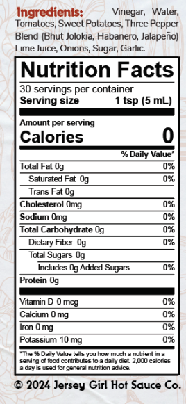 Nutritional Label all 0's / Potassium 10mg