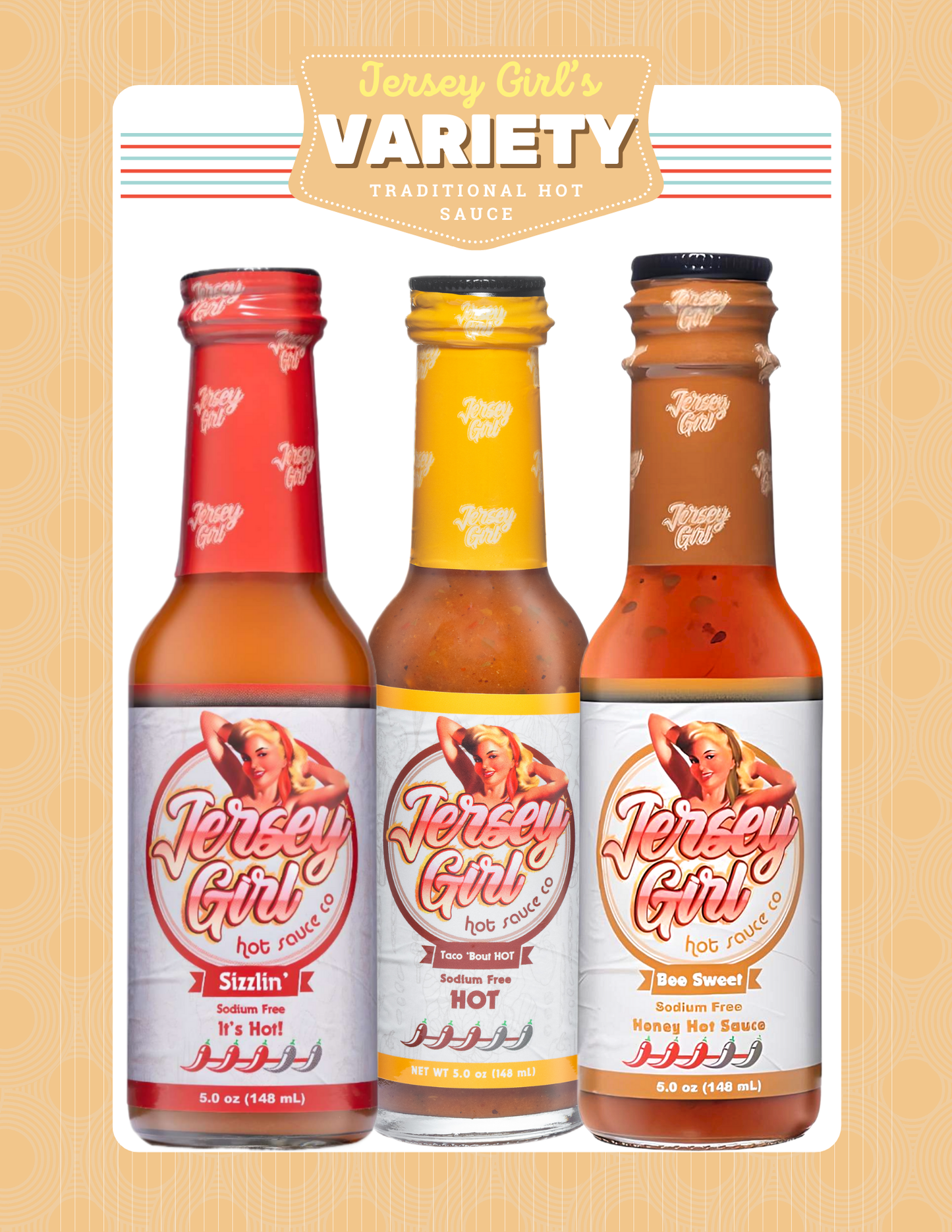 Jersey Girl Variety Pack Fiesta (bee Sweet, Taco and Sizzlin')