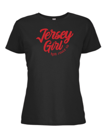 Jersey Girl Hot Sauce Logo Tee - Womens- Black Tshirt